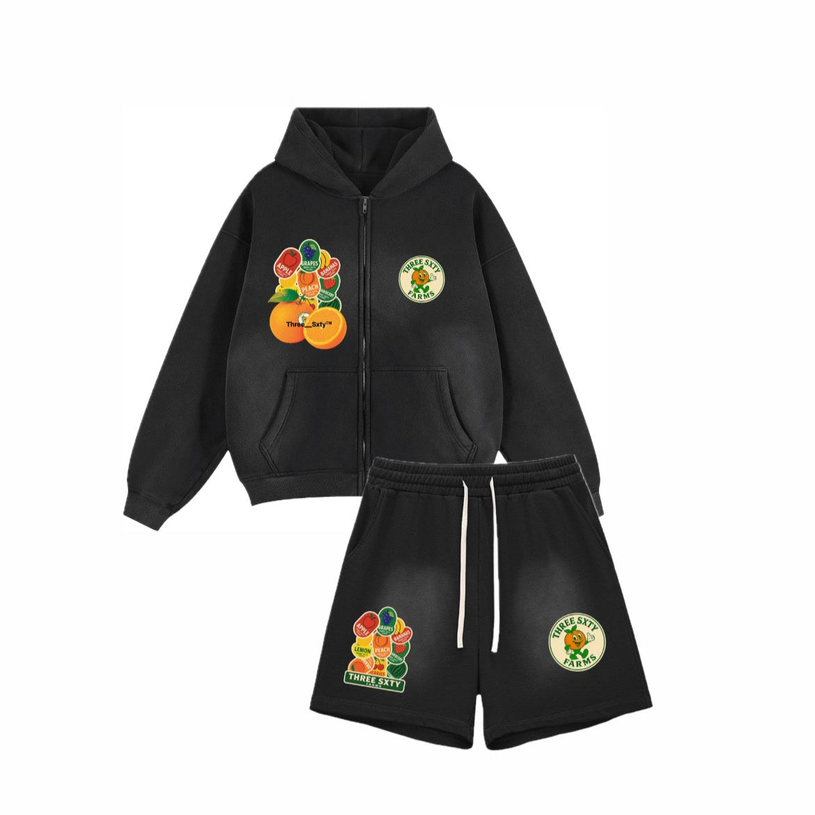 Ts Farm sunfaded zipper hoodie set